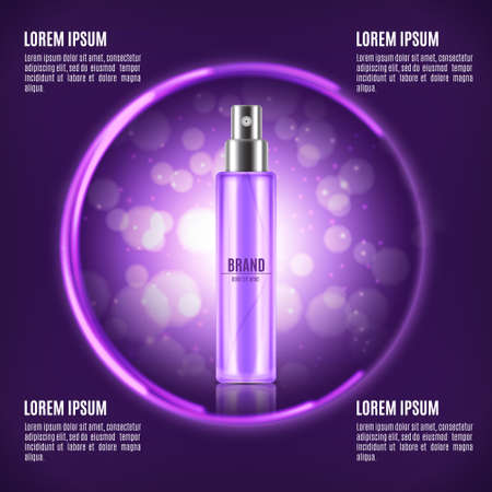 Cosmetic ads template on violet background.のイラスト素材