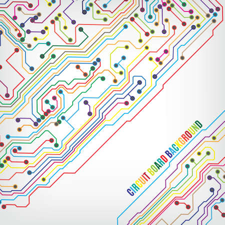 Circuit board background with a black dots and a colorful outline, vector illustrationのイラスト素材