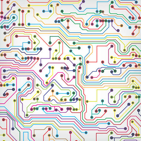Circuit board style background with colorful lines designのイラスト素材