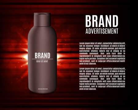 Realistic cosmetic bottle for shampoo on black background.のイラスト素材