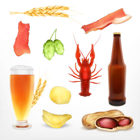 Set of beer and snackのイラスト素材