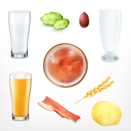Set of beer and snackのイラスト素材