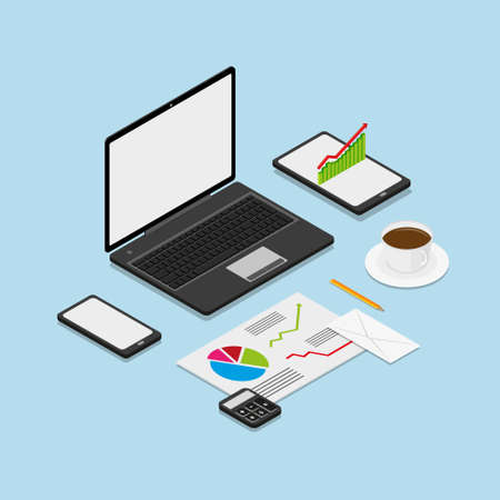 Isometric workspace conceptのイラスト素材