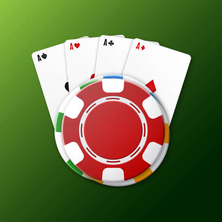 Casino chips with playing cards Vector illustration.のイラスト素材