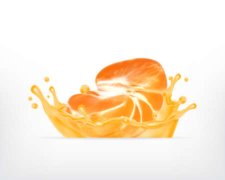 Tangerine fruit in splash juice. Vector icon. EPS10のイラスト素材