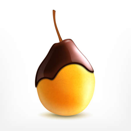 Fresh pear with chocolateの写真素材