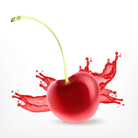 Fresh ripe cherry with juice. Vector icon. EPS10のイラスト素材