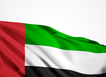 United Arab Emirates flag on a white backgroundの写真素材