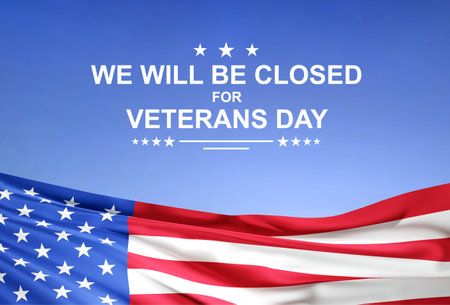 Veterans Day background with USA flag. We will be closed for Veterans Day. 3D-image, 3D-renderingの写真素材