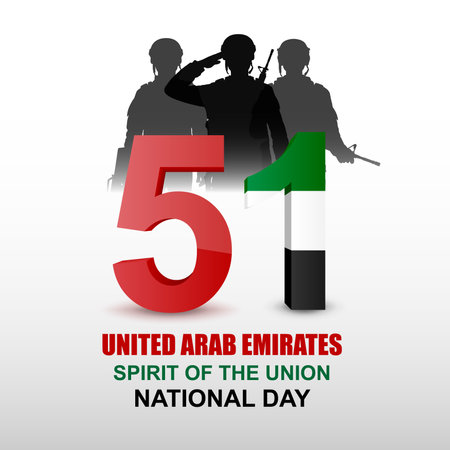United Arab Emirates 51 National day. Greeting card for National Day. December 2, 2022. EPS10 vectorのイラスト素材