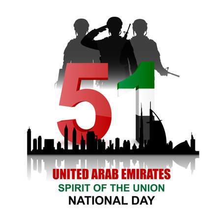 United Arab Emirates 51 National day. Greeting card for National Day. December 2, 2022. EPS10 vectorのイラスト素材