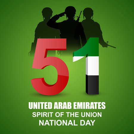 United Arab Emirates 51 National day. Greeting card for National Day. December 2, 2022. EPS10 vectorのイラスト素材