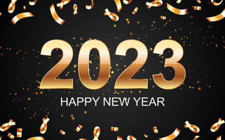 Shiny gold 2023 new year greetings card. eps10 vectorのイラスト素材