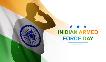 Silhouette of soldier saluting with Indian flag. Vijay Diwas concept. Armed Forces Day. Background for National Holidays. eps10 vectorのイラスト素材