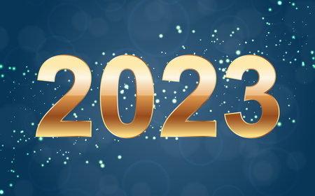 Shiny gold 2023 new year greetings card. vectorのイラスト素材