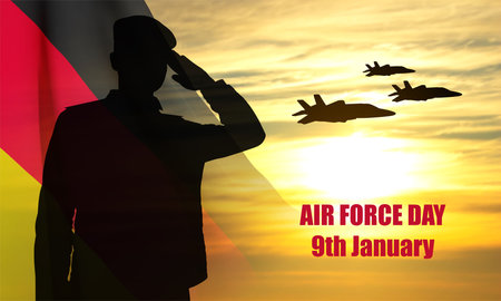 The flag of the Germany with the military aircraftのイラスト素材