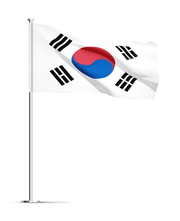 South Korean flag isolated on white backgroundのイラスト素材
