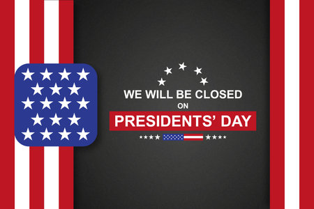 Presidents' Day Background. We will be Closed on Presidents' Day. eps10 vectorのイラスト素材