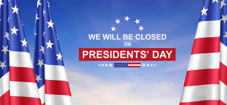 Presidents' Day Background. We will be Closed on Presidents' Day. eps10 vectorのイラスト素材