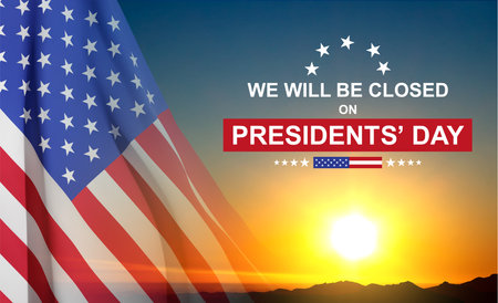 Presidents' Day Background. We will be Closed on Presidents' Day. eps10 vectorのイラスト素材