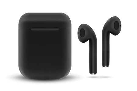 Wireless headphones in a case isolated on white background. eps10 vectorのイラスト素材