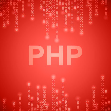 PHP programming. PHP inscription on binary backgroundのイラスト素材