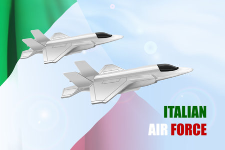 Military aircraft with Italy flag. Air Force Day. March 28, Italian Air Force. eps10 vectorのイラスト素材