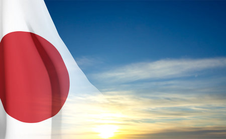 Japan flag on sky background. eps10 vectorのイラスト素材