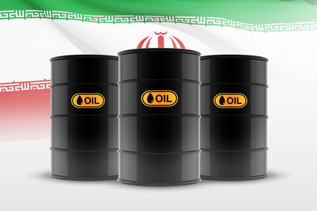 Oil barrels with Iranian flag. oil industry concept.のイラスト素材