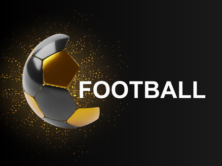 Black and gold soccer ball on a glittering background. eps10 vectorのイラスト素材