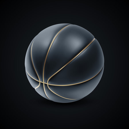 Basketball in black color with gold stripes on black background. eps10 vectorのイラスト素材