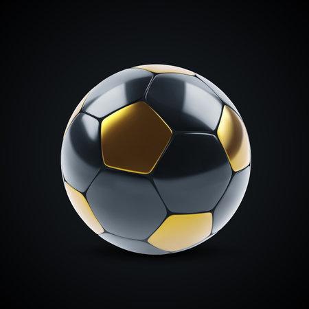 Black and gold soccer ball on a black background. eps10 vectorのイラスト素材