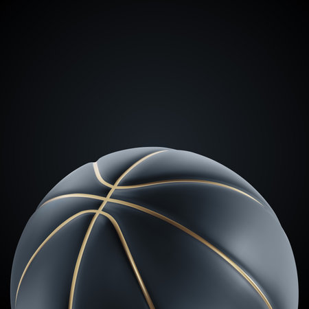 Basketball in black color with gold stripes on black background. eps10 vectorのイラスト素材
