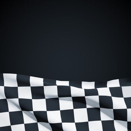 Checkered racing flag on black background.のイラスト素材