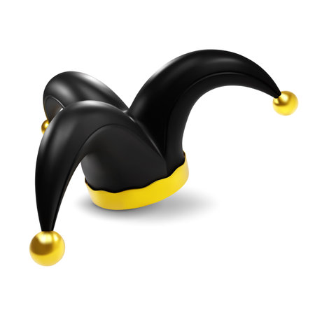 Black and gold Jester hat. eps 10 vectorのイラスト素材