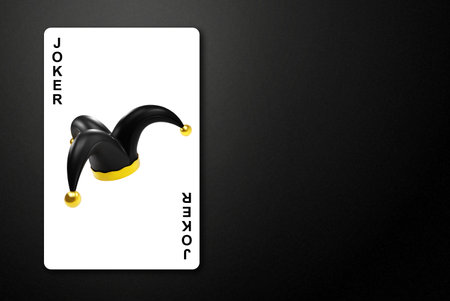 Joker playing card on black background.のイラスト素材