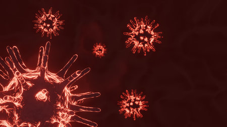 Coronavirus outbreak and coronaviruses influenza background as a pandemic medical health risk concept with disease cells. 3d renderingの写真素材