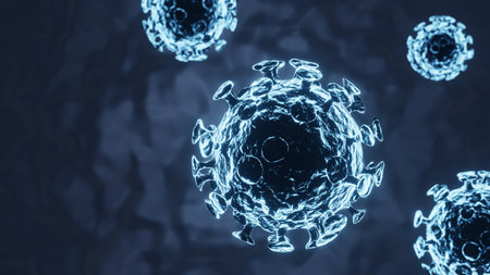 Coronavirus outbreak and coronaviruses influenza background as a pandemic medical health risk concept with disease cells. 3d renderingの写真素材