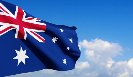 Australia flag on background of sky, EPS10 vectorのイラスト素材