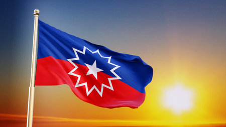Juneteenth Flag with sunrise or sunset. Since 1865の写真素材