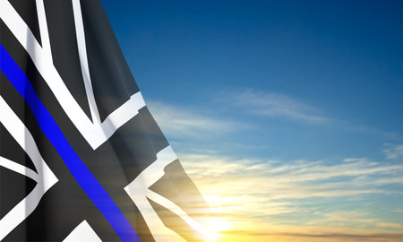 United Kingdom Thin Blue Line flag on background of sky. eps10 vectorのイラスト素材
