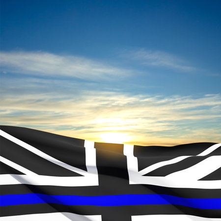 United Kingdom Thin Blue Line flag on background of sky. eps10 vectorのイラスト素材