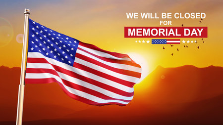 memorial day background. We will be closed for Memorial Day. 3d renderingの写真素材
