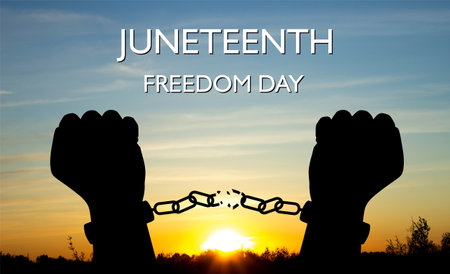 Juneteenth Fredom Day. Juneteenth is a federal holiday in the United States commemorating the emancipation of enslaved African-Americansの写真素材