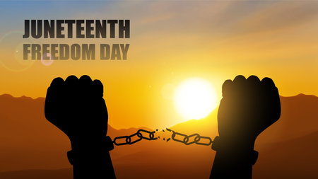 Juneteenth Fredom Day. Juneteenth is a federal holiday in the United States commemorating the emancipation of enslaved African-Americans. eps10 vectorのイラスト素材