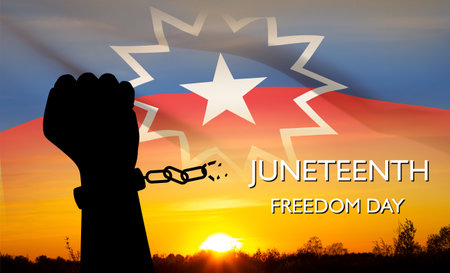 Juneteenth Fredom Day. Juneteenth is a federal holiday in the United States commemorating the emancipation of enslaved African-Americansの写真素材