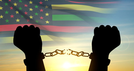 Juneteenth Fredom Day. Juneteenth is a federal holiday in the United States commemorating the emancipation of enslaved African-Americans. eps10 vectorのイラスト素材