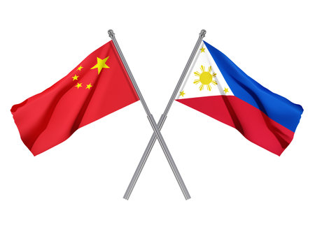 Philippines and China flags on white backgroundのイラスト素材