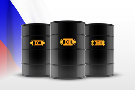 Oil barrels with Russian flagのイラスト素材