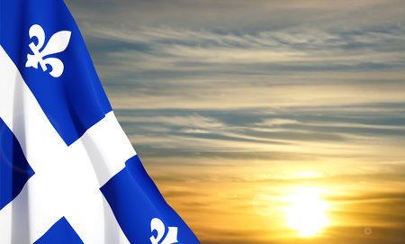 Quebec flag against the sunsetのイラスト素材